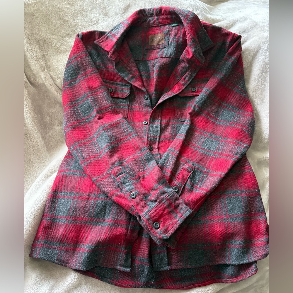 Orvis Red and Gray Flannel Heavy Weight Shirt